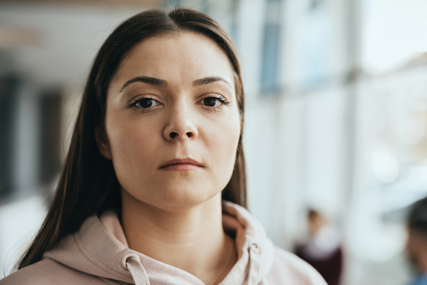 Stock photo of woman looking straight ahead