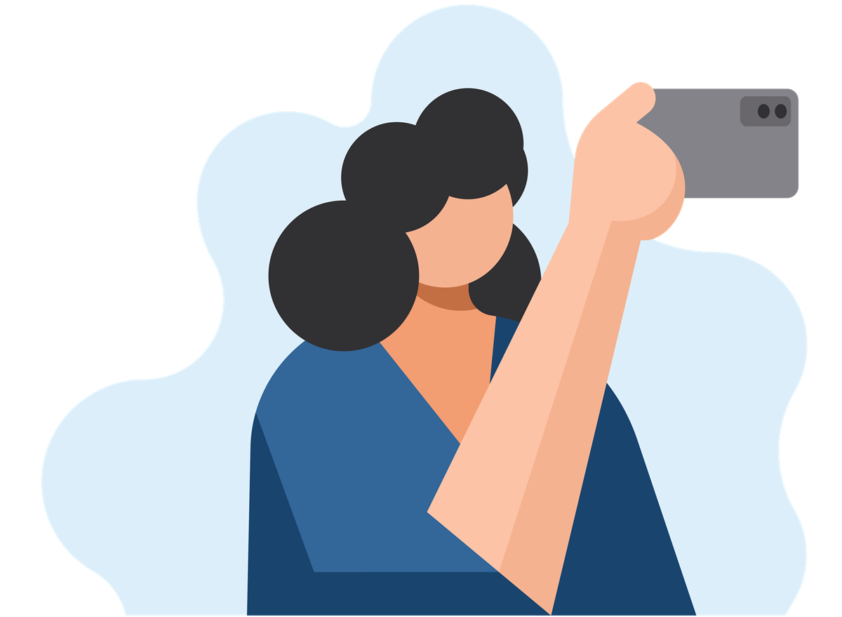 illustration of a young person taking a selfie