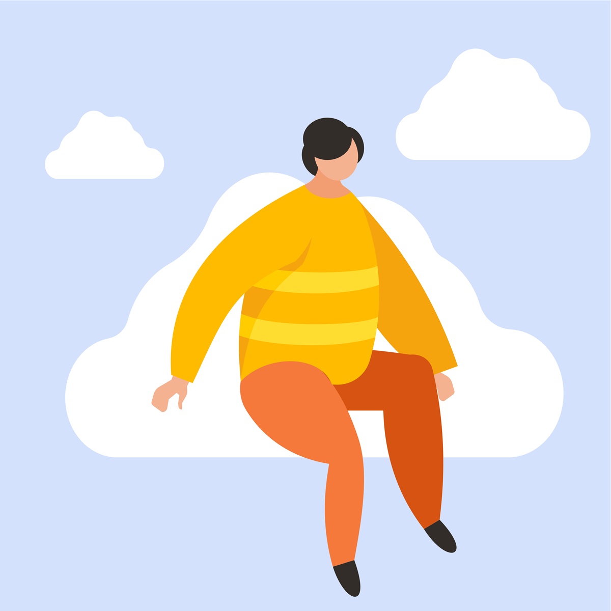 stock illustration of a person sitting on a cloud