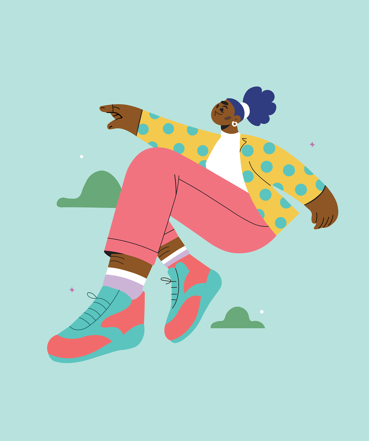 colourful drawing of a young woman