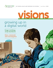 Cover of Visions 18-1, illustration of a small boy on a cell phone
