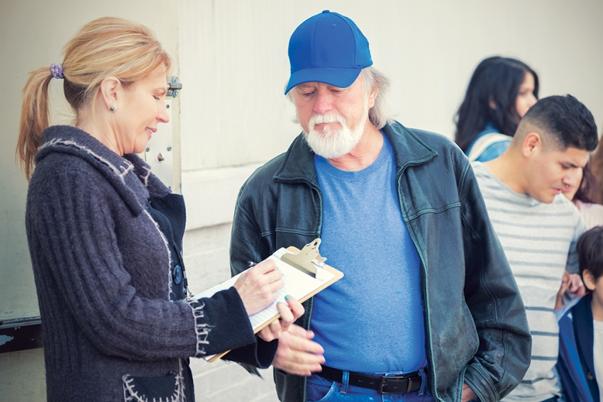 stock photo of two people talking